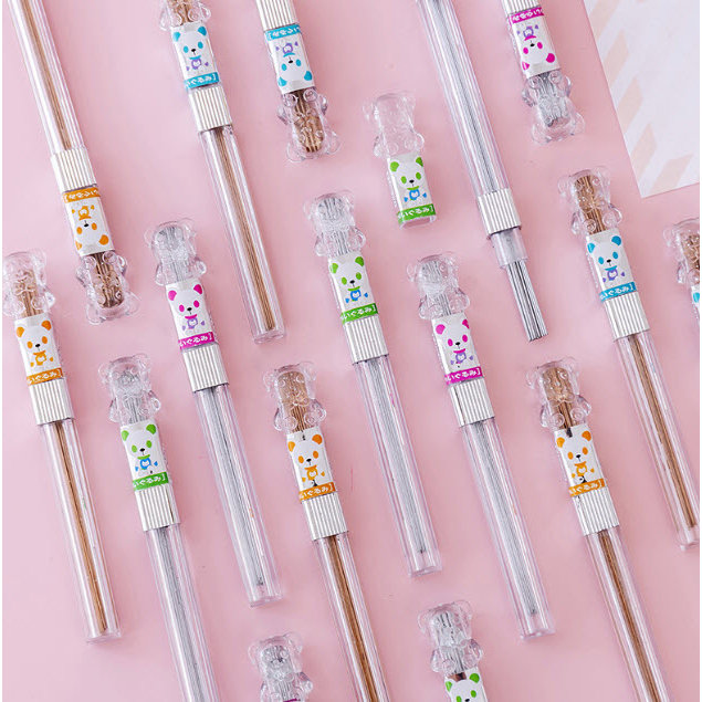 S0011 ไส้ดินสอกด ลายหมี Bear 0.5mm เบอร์ 2B เขียนลื่น สีดำ เส้นเข้ม ไม่หักง่าย ใช้ได้นาน