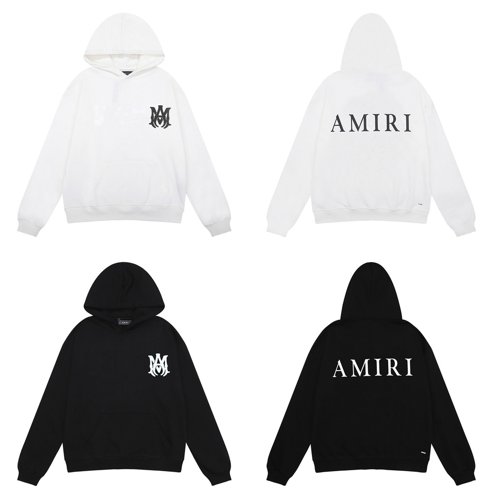 AM1R1 American พิมพ์รอบคอ ICON Classic Letter Simple Retro ผู้ชายผู้หญิง Hooded Sweatshirt