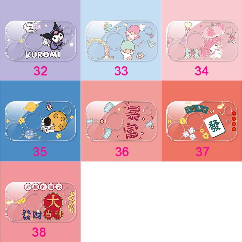 สําหรับ iPhone 17 16 15 14 Pro max Plus Air Lens Protector เลนส์กล้องด้านหลังการ์ตูนกระจกนิรภัยป้องกันหน้าจอ
