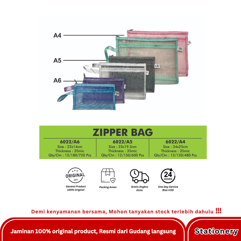 TKM V-TEC ZIPPER BAG TYPE 6022/A4 // 6022/A5 ชิ้น