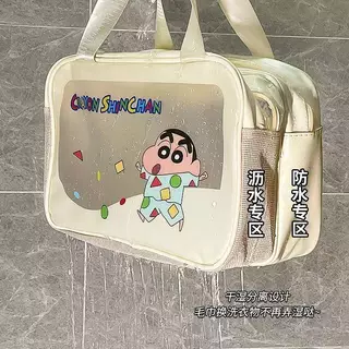 Crayon Xiaoxin Cosmetic Bag Cute Dry Wet Separation Transparent Large Capacity Female Portable Travel Wash Portable Pouch zKkC
