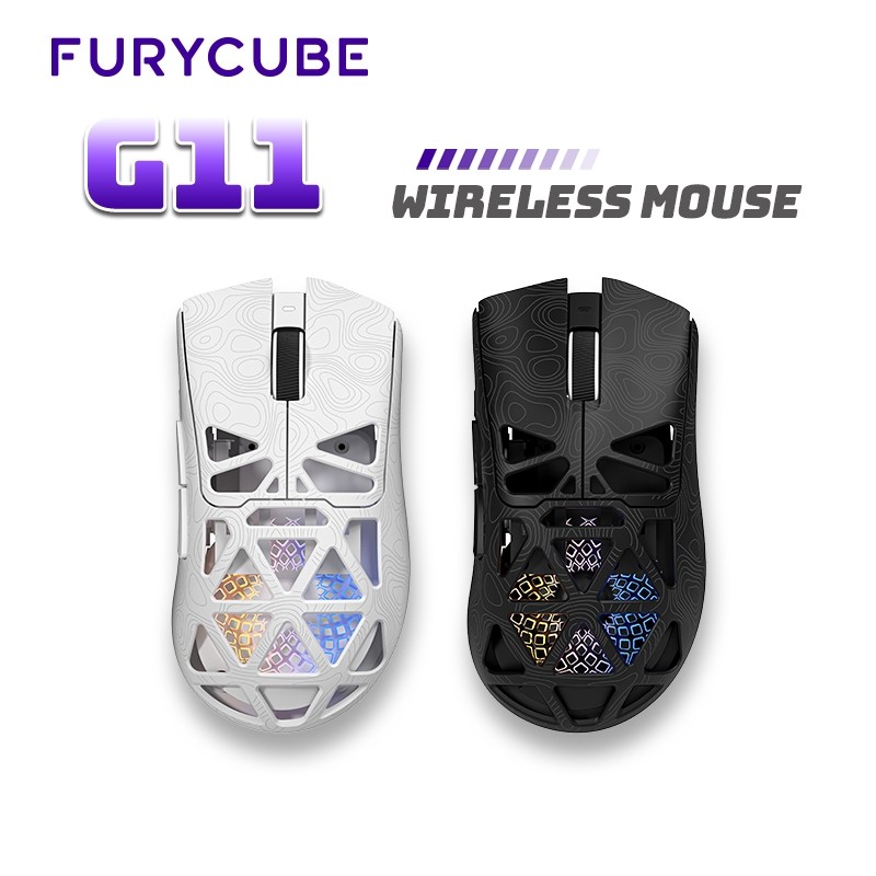 FURYCUBE G11 เมาส์สําหรับเล่นเกมไร้สาย PAW3311 แบบมีสาย/BT/2.4G 12000 DPI