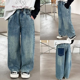 PRETTY BABY กางเกงยีนส์เด็ก กางเกงยีนส์ขายาว ทรงกระบอก แฟชั่…