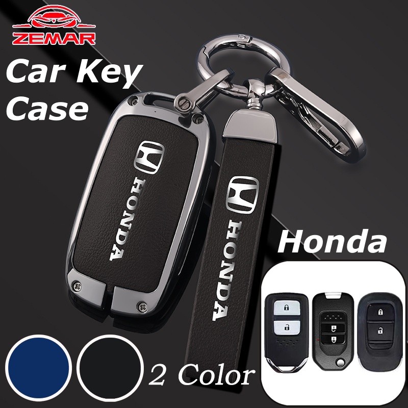 Honda หนังกุญแจรถฝาครอบสมาร์ทคีย์กรณี Protector แฟชั่น KeyChain สําหรับ Honda Civic 11th 10th gen fe fk fd Fit ge HRV Jazz gk City Hatchback Odyssey CRV BRV WRV Mugen