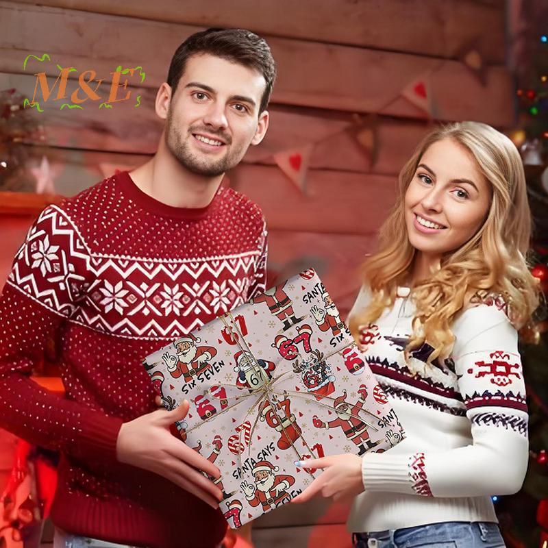 [M&E] กระดาษห่อคริสต์มาส 67, กระดาษห่อ 6 7, ห่อของขวัญคริสต์มาสตลก 67 สําหรับเด็ก, ซานต้า 67 [ใหม่]