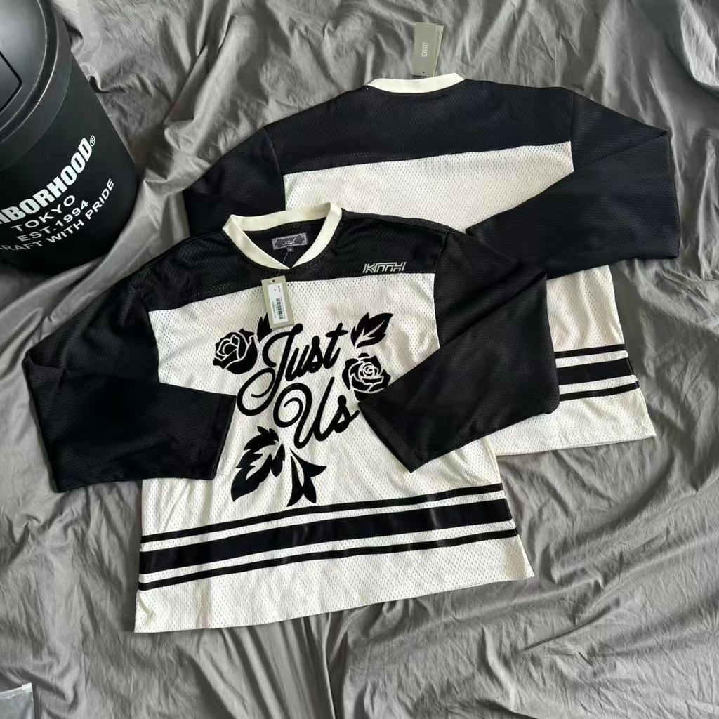 KITH Flocked Printed Mesh Long Sleeve T Loose Fit Plus Size Couples' T-Shirt