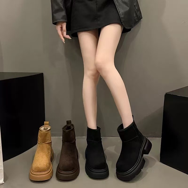 TX747 รองเท้าบูทกันหนาว  พื้นหนา6cm ซับในผ้าฟลีซอบอุ่นและหนา  รองบูทสั้น กันลื่น รองเท้าบูทมาร์ติน - รูปที่ 6