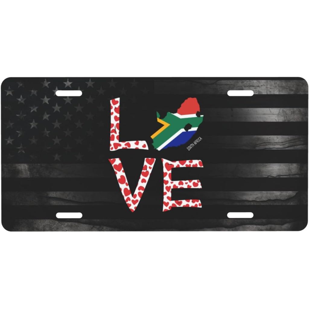 I Love South Africa Map Flag ป้ายทะเบียนอลูมิเนียมด้านหน้าเหมาะสําหรับเล่นกลางแจ้ง 6 X 12 in