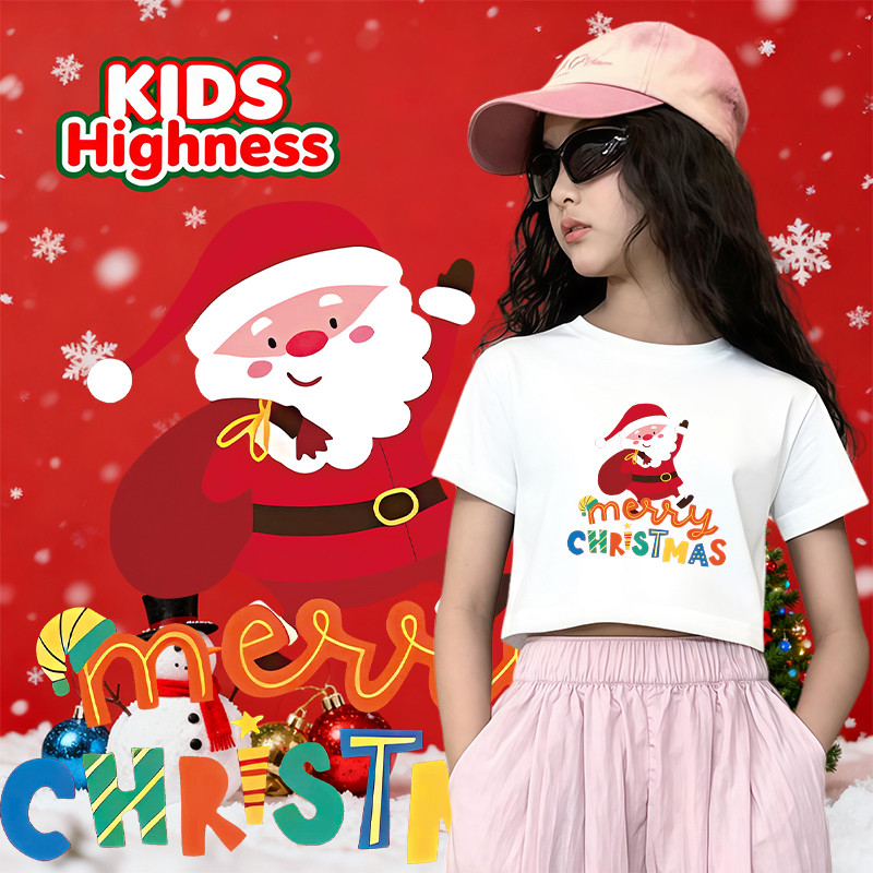🎄(จัดส่งตลอด 24 ชั่วโมง) Cotton100% เทศกาลคริสต์มาส เสื้อทีมงานปาร์ตี้ เสื้อสีแดง 2026 kids คอกลม Christmas t-shirt #214