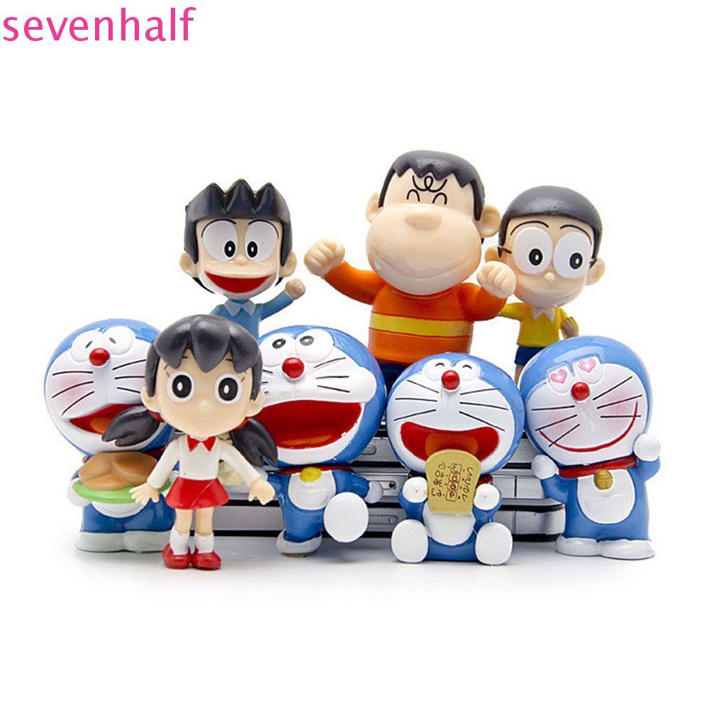 SEVENHALF Doraemon Action Figures อะนิเมะ Miniatures ตุ๊กตาของเล่น Scultures สําหรับเด็ก Doraemon ตุ