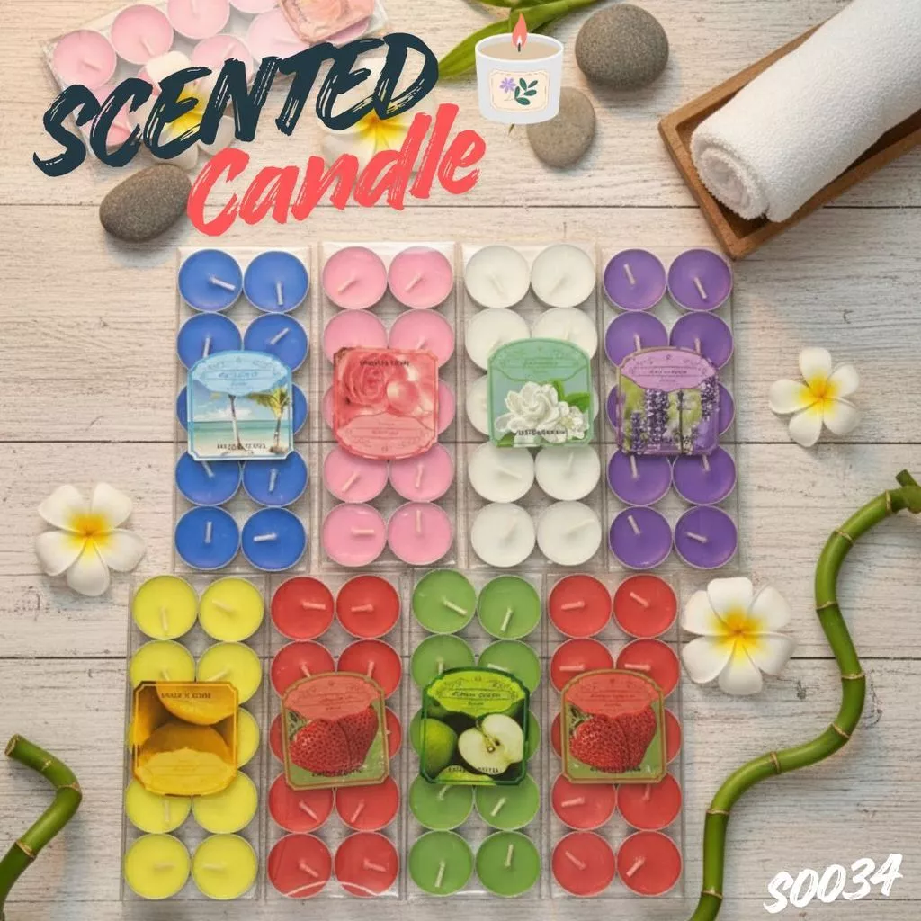 S0034 เทียนหอมอโรม่า 10ชิ้น/กล่อง 3cm จุดได้นาน 2-3 ชม. Tea Light Scented Candle สปา เลือกกลิ่นได้