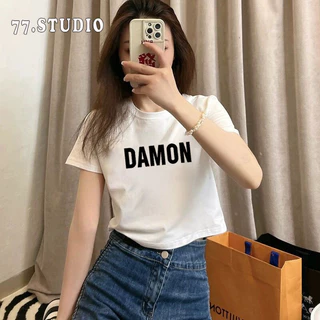 พร้อมส่ง🚀 เสื้อครอปแขนสั้น ผ้าคัตคอน นิ่มใส่สบาย100%Cotton ลายการ์ตูน เสื้อยืดพิมพ์ลาย baby tee T-shirt