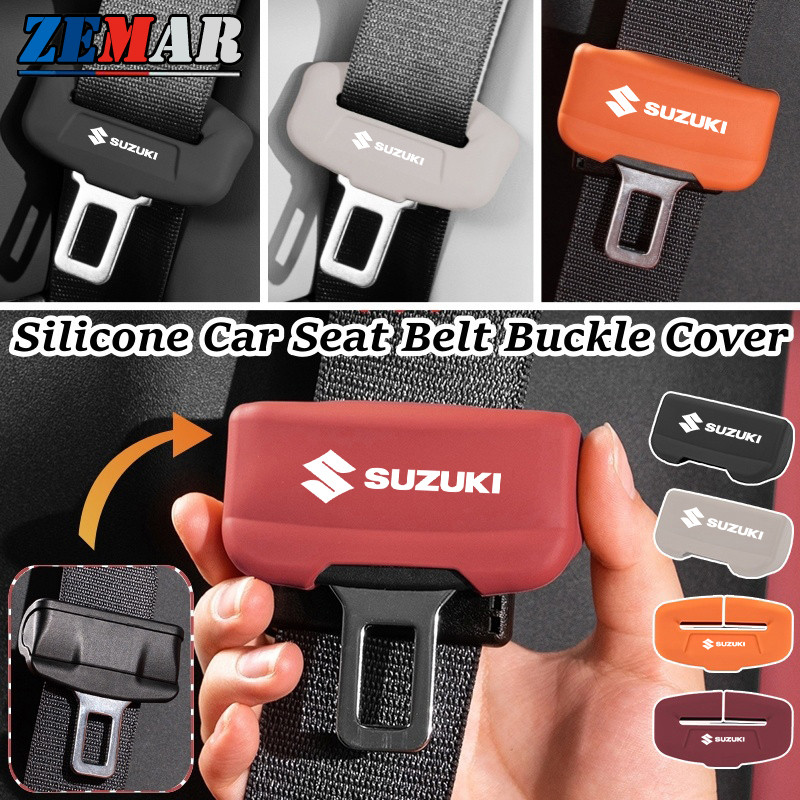 Suzuki ซิลิโคนเข็มขัดปลอดภัยหัวเข็มขัดป้องกันการลื่นป้องกัน nti รอยขีดข่วน เข็มขัดนิรภัยรถยนต์หัวเข็มขัดปกป้อง Suzuki Swift Jimny Ertiga Vitara Celerio XL7 Ciaz