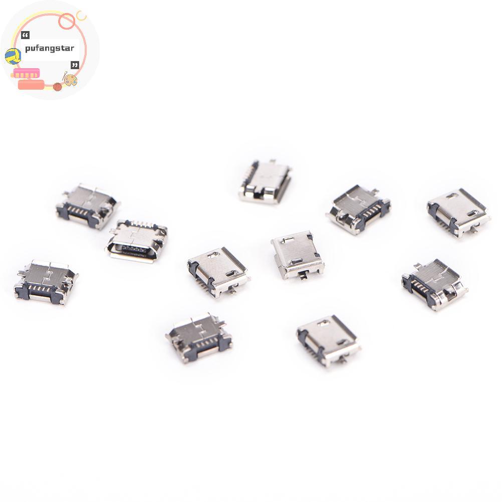 Pufangstar 10pcs Micro USB 5pin B ประเภทหญิงสําหรับ Connector 5 pin ชาร์จซ็อกเก็ต TH