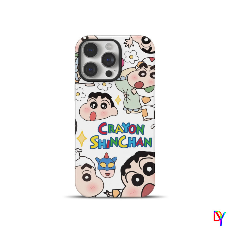 ชุดนอน Crayon Shin-chan 2-in-1 Film Phone Case | สําหรับ iPhone 17/16 Pro Max 15/16 14 Plus 13/12/11 Pro Max XS Max | กันตกสองชั้น