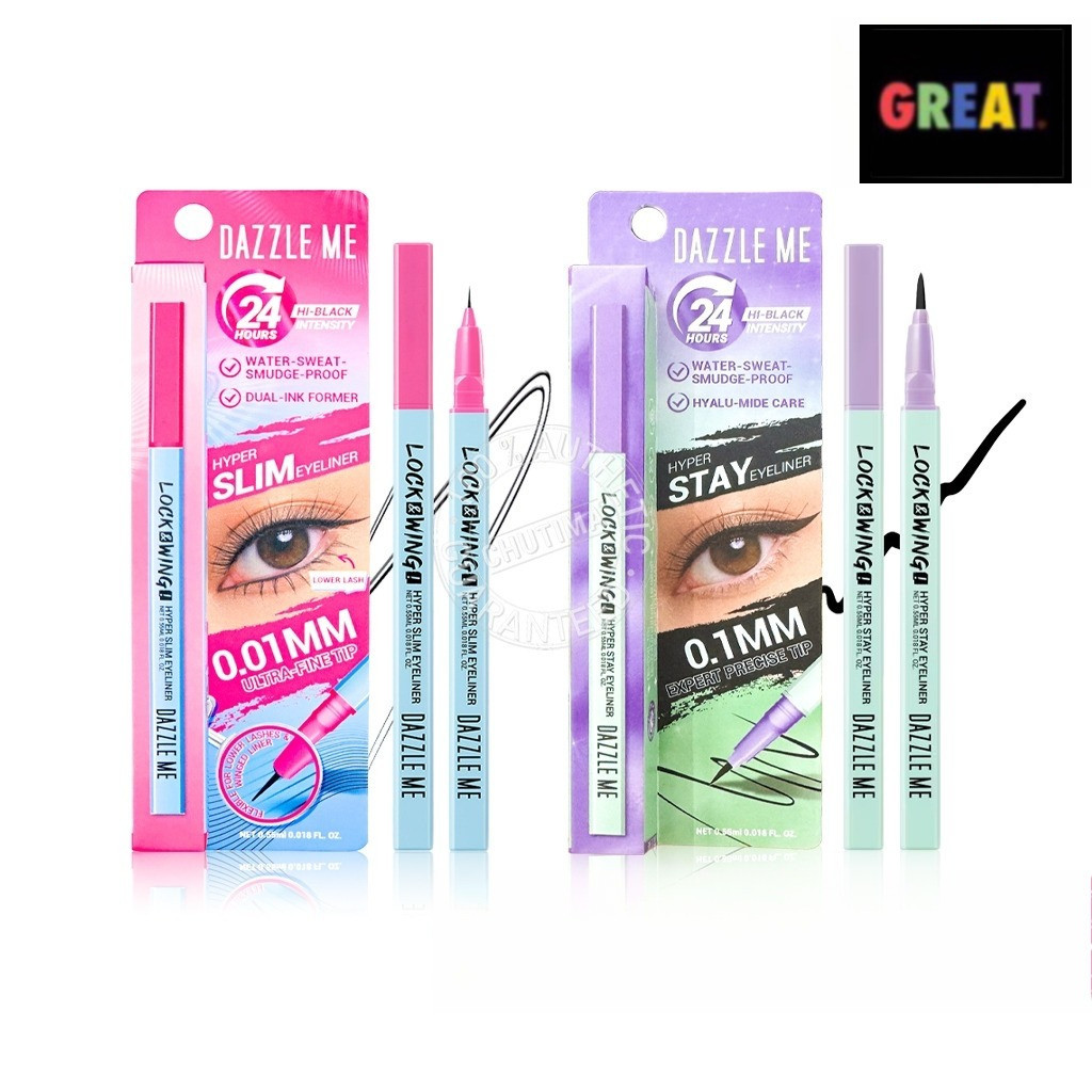 DAZZLE ME แดซเซิล มี ล็อค & วิงค์ อายไลเนอร์ Dazzle Me Lock & Wing Hyper Slim / Hyper Stay Eyeliner 