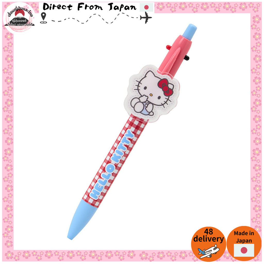 ปากกา 2 สีสุดน่ารักฮาโล-คิตตี้ พร้อมดีไซน์กิมมิคสุดคิ้วท์ วัสดุพลาสติก PMMA เขียนได้ทั้งหมึกดำและแดง