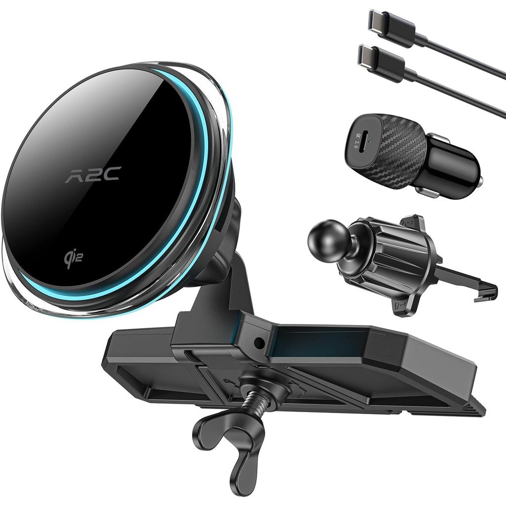 A2C Qi2 15W Wireless Car Charger CD Mount สําหรับ MagSafe, Magnetic Wireless Charger สําหรับช่องระบา