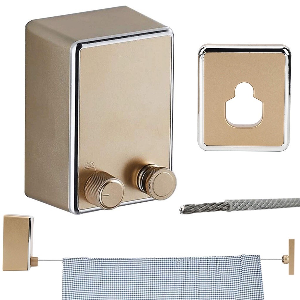 HASTHIP 13.7ft Stainless Steel Retractable Clothesline 44lbs Load SpaceSaving Indoor/Outdoor Use