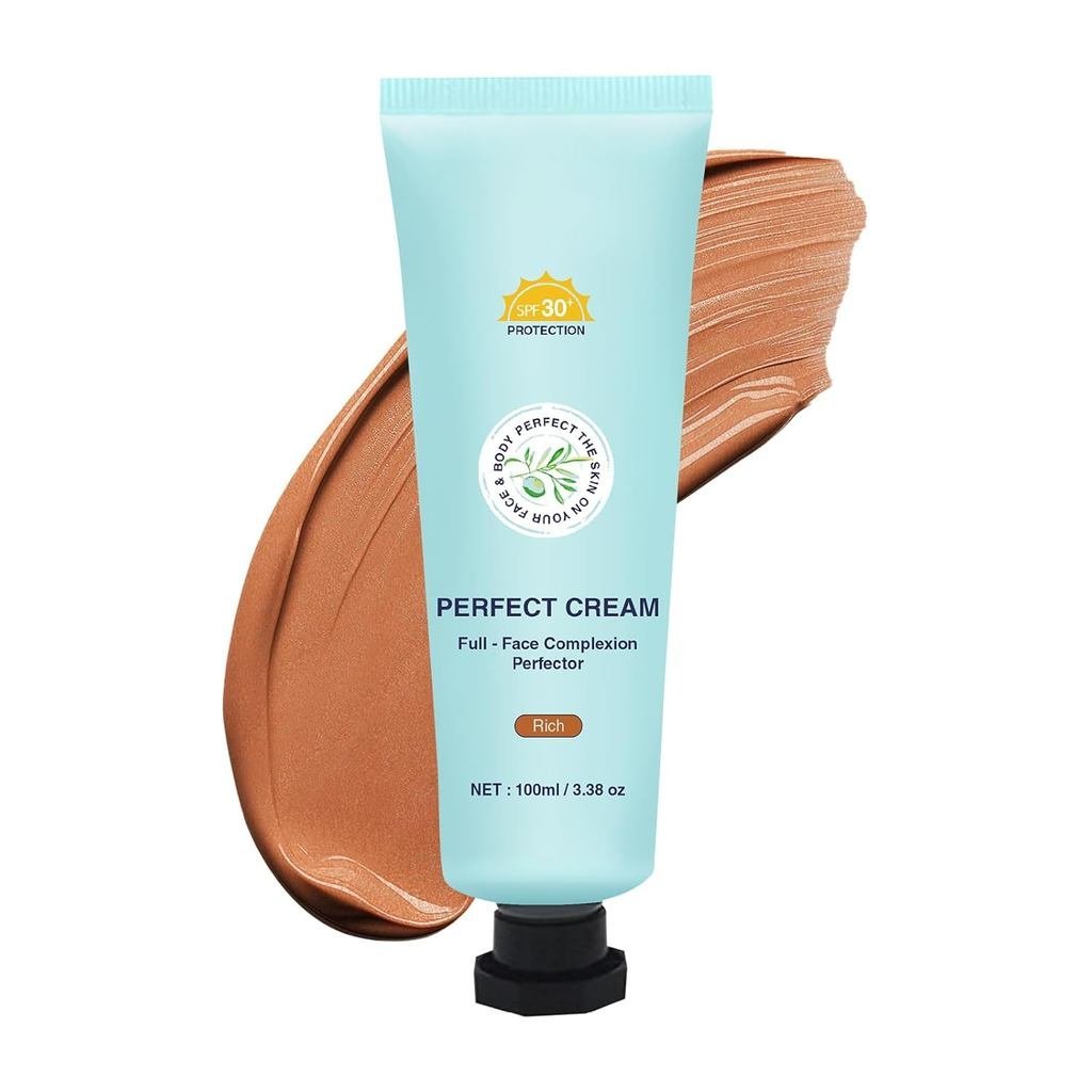 Skin Tint CC Cream Foundation with SPF 30,All-Over Complexion Perfector Shimmery Moisturizer,คอนซีลเ