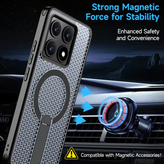 เคสโทรศัพท์ Xiaomi 17T 15T 14T Pro 17 Pro Max แบบแม่เหล็ก พร้อมที่ยึด ฟังก์ชั่นหลากหลาย ช่วยระบายความร้อน ทนทานกลางแจ้ง ป้องกันตกหล่น