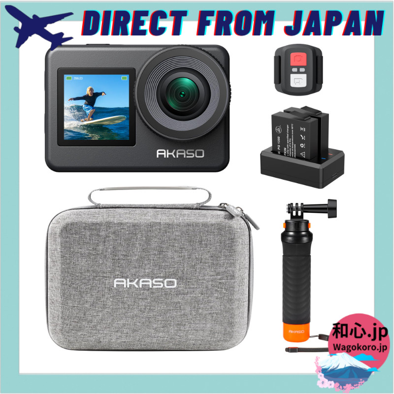 AKASO Brave7 Action Camera 4K60FPS Underwater Camera with Floating Hand Grip + Carrying Bag Action C