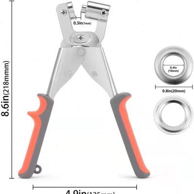 คีมเจาะปุ่มแบบพกพาปุ่มหมัดคู่มือหมัดสเปรย์ผ้าฉบับที่ 4 Buttonhole X Display Rack Punch Pliers Advert