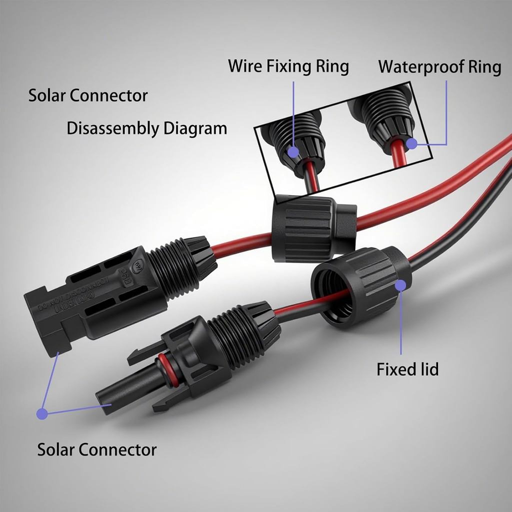 XT60 Adapter to Solar Connector Cable 12AWG 25FT, XT60 to Solar Panel Extension Cable 12 Gauge 7.62m