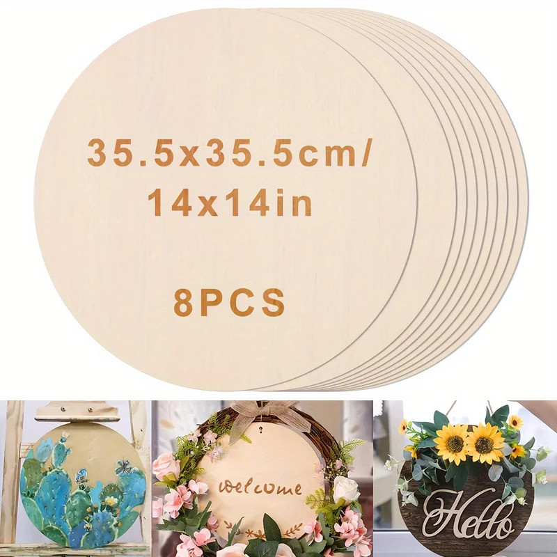 2pcs/4pcs/8pcs 14 inch Cutout Blank Round Wood Slices Wood Circles for Crafts Blank Round Wood Circl