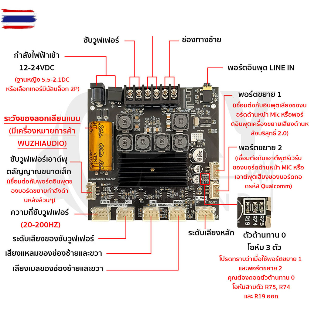 SKYSOUND ZK TB21F แท้ แอมป์จิ๋วแรงๆ12v แอมป์จิ๋วลูทูธ แอมป์ zk tb21f อุปกรณ์รัและขยายเสียง แอมป์จิ๋ว