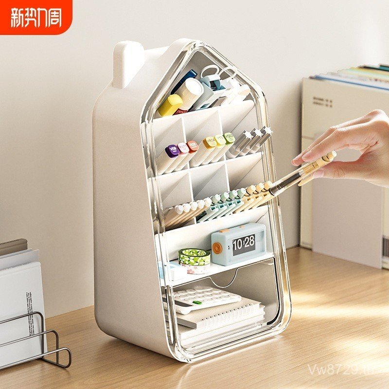 ชั้นวางสํานักงานกล่องเก็บเครื่องสําอางกล่องเก็บของกระจุกกระจิกเอียงแทรกเครื่องเขียนนักเรียนสก์ท็อปผู