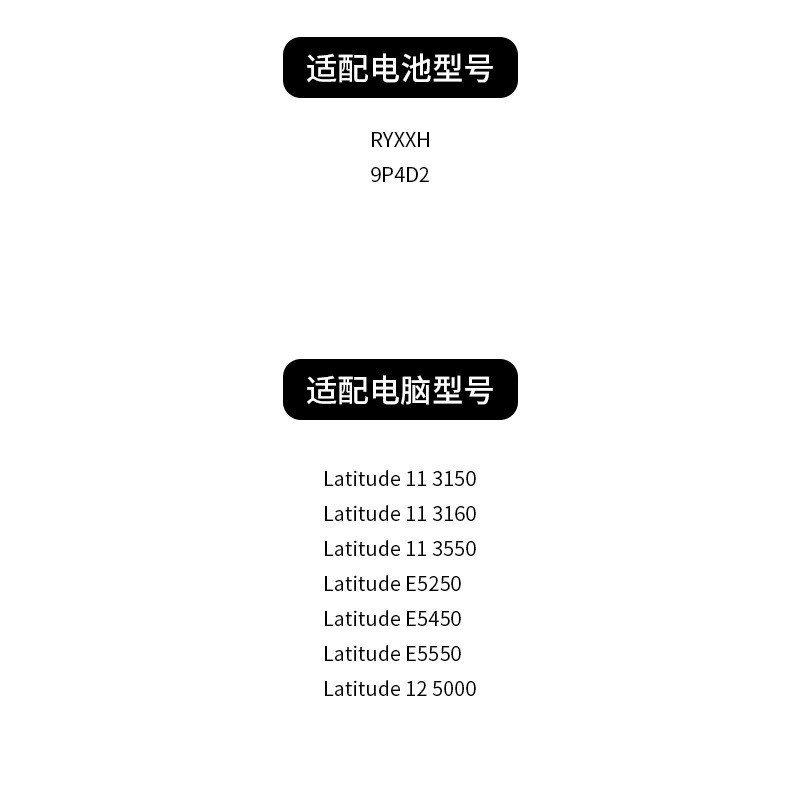 เหมาะสําหรับแบตเตอรี่แล็ปท็อป Dell RYXXH Latitude 12 5000 E5250 E5450 E5550