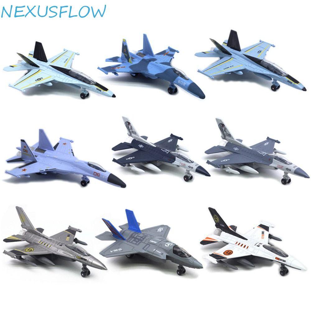 NEXUSFLOW Aviao เครื่องบินรุ่น,Diecast Pullback & Go Fighter เครื่องบินของเล่น,ตกแต่งโต๊ะ F16 F22 F3