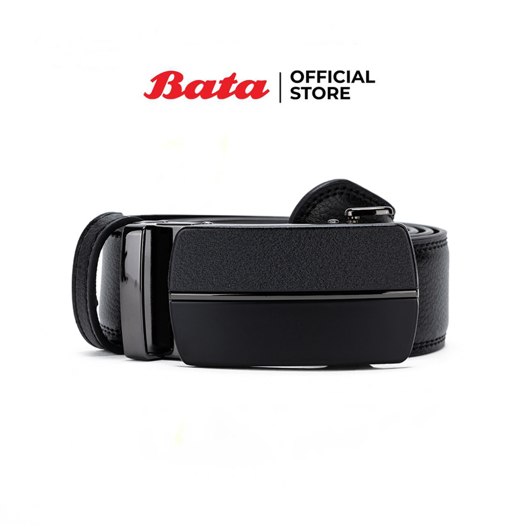 BATA เข็มขัดแบบธุรกิจ เข็มขัดชุดทำงาน เข็มขัดหนังสังเคราะห์ Size XL ยาว 125 ซม. สำหรับผู้ชาย รุ่น TADEO สีดำ 9946449