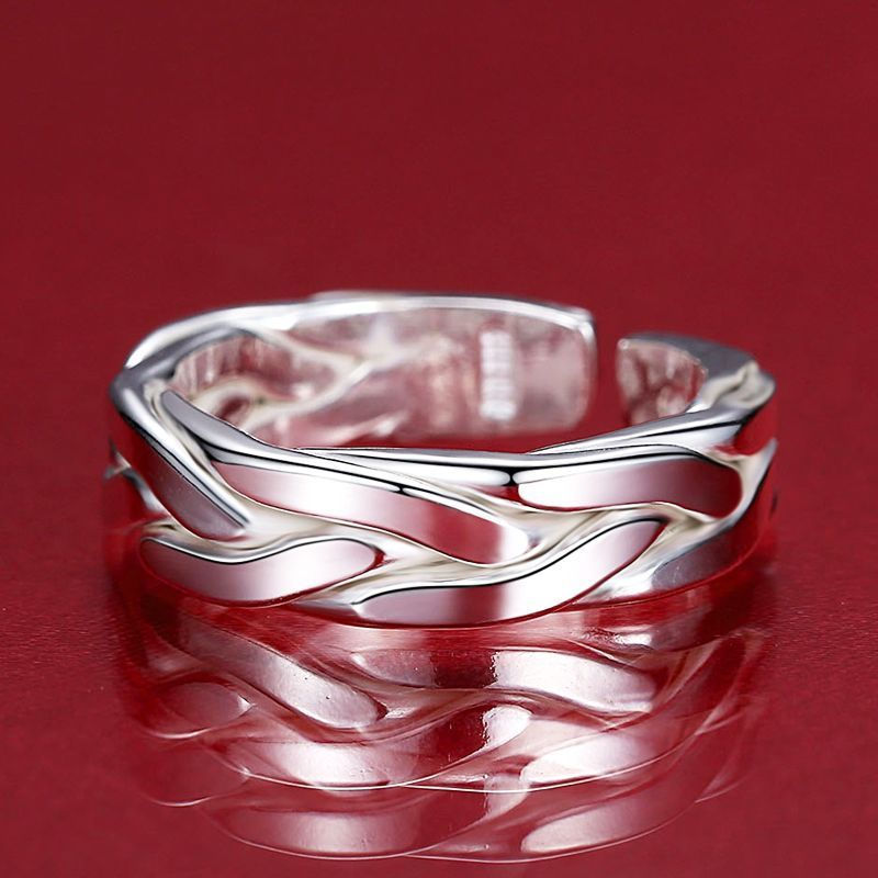 TB Spot Goods#Handmade 999Sterling Silver Men's Ring Open Silver Single Finger Ring Simple Personali