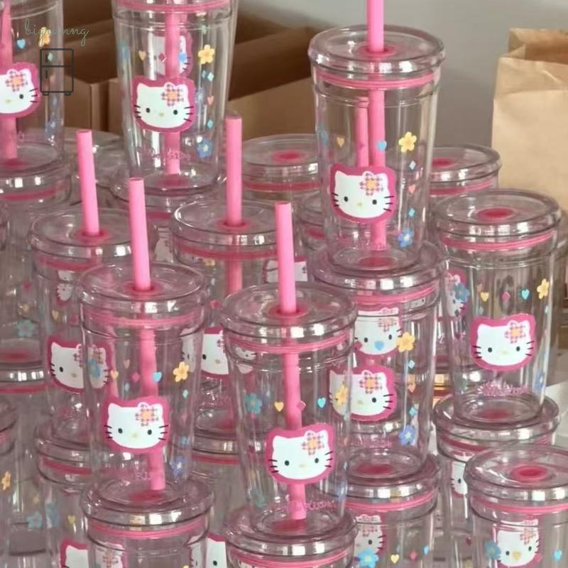[bigrunng] 1ชิ้นมูลค่าสูงถ้วยฟางสร้างสรรค์การ์ตูนน่ารักHello Kittyถ้วยกาแฟนักเรียนสํานักงานบ้านถ้วยพลาสติกของใช้ในครัวเรือนสจ - รูปที่ 7