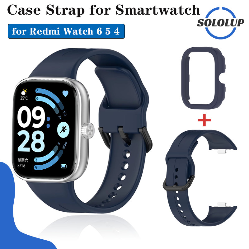 【เคส+สาย】ฝากป้องกันรู สายซิลิโคน for Redmi Watch 6 5 4 สายยางกีฬาอ่อน ฝาครอบแข็ง วัสดุ PC for Xiaomi Redmi Watch 6 5 4