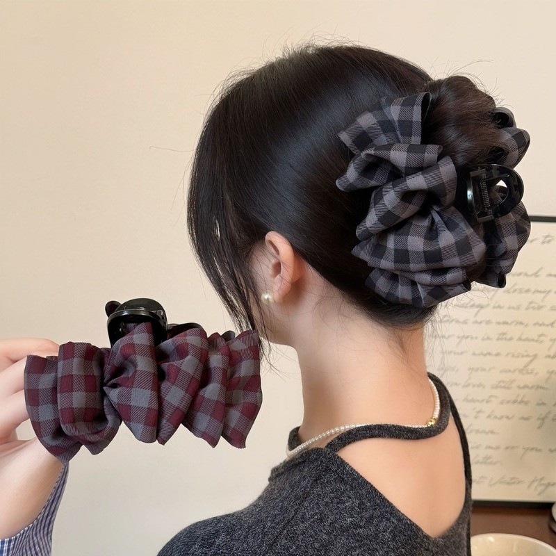 กิ๊บติดผมลายสก๊อตสไตล์เกาหลีสำหรับผู้หญิง ออกแบบใหม่ ทันสมัย มีคลิปหนีบพิเศษ