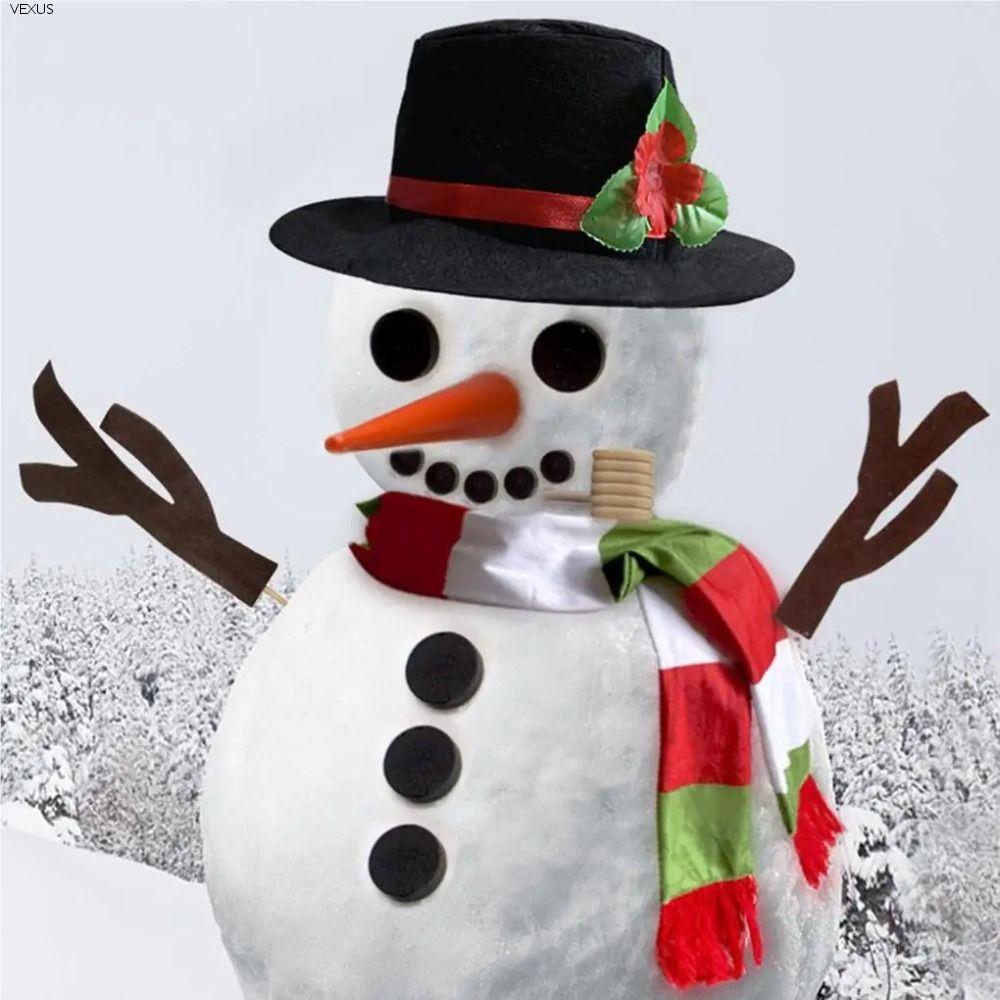 VEXUS Xmas Snowman ชุดตกแต่ง,ผ้าพันคอ Dress-up Snowman Dressing Making ปุ่มหมวกแครอทจมูกคริสต์มาส Snowman ชุดของเล่นเด็ก