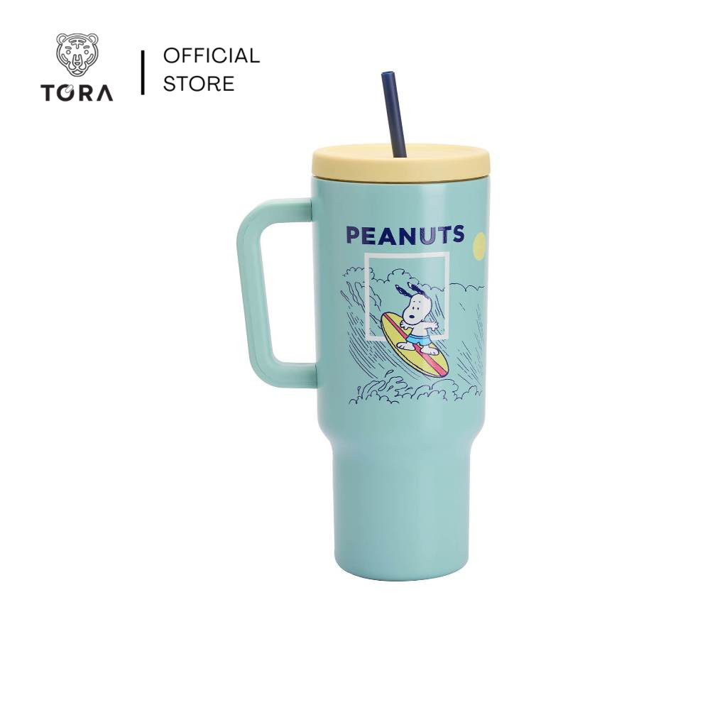 TORA แก้วเก็บความเย็น Snoopy Collection 1,000 มล. มีหลอดดูด พร้อมหูจับ แก้วสแตนเลส แก้วเก็บอุณหภูมิ