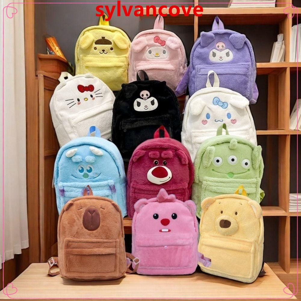 SYLV กระเป๋าเป้สะพายหลังโรงเรียน Hello Kitty &amp; Cinnamoroll จาก Sanrio พร้อมตุ๊กตา Capybara ความจุขนาดใหญ่