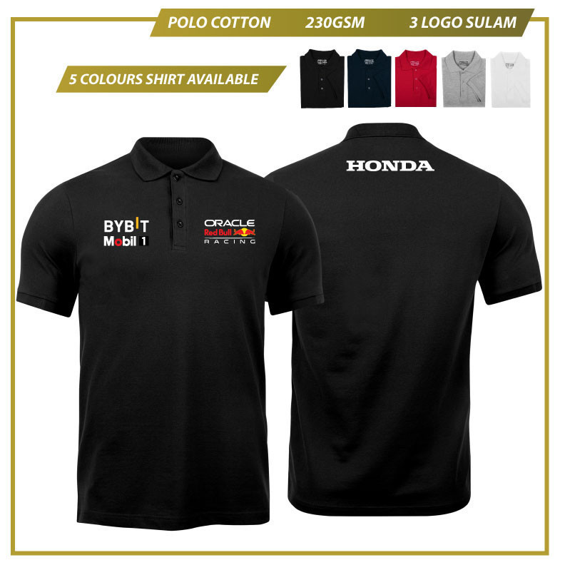 เสื้อโปโล 🔥💞 Polo Tee  Honda Racing Red Bull Team Superbike WSBK Motor Premium Design Fashion Lelaki