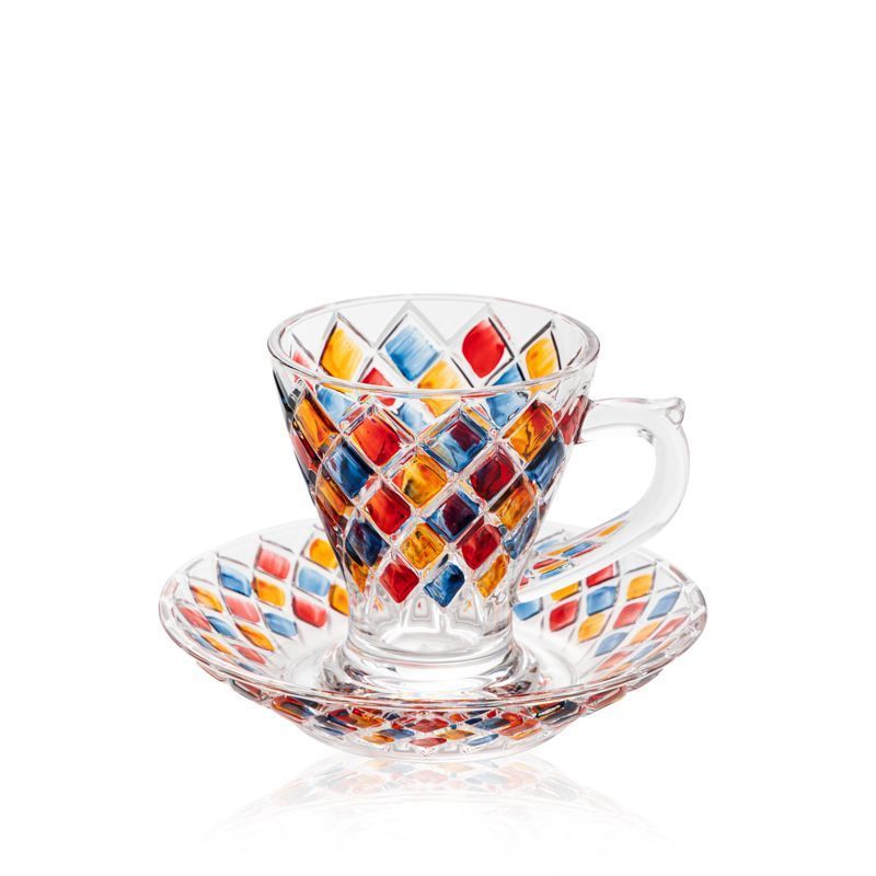 Stained Glass Coffee Cup Plate+Cup Glass Cup ins Style Stained Glass Cup ถ้วยกาแฟมูลค่าสูง