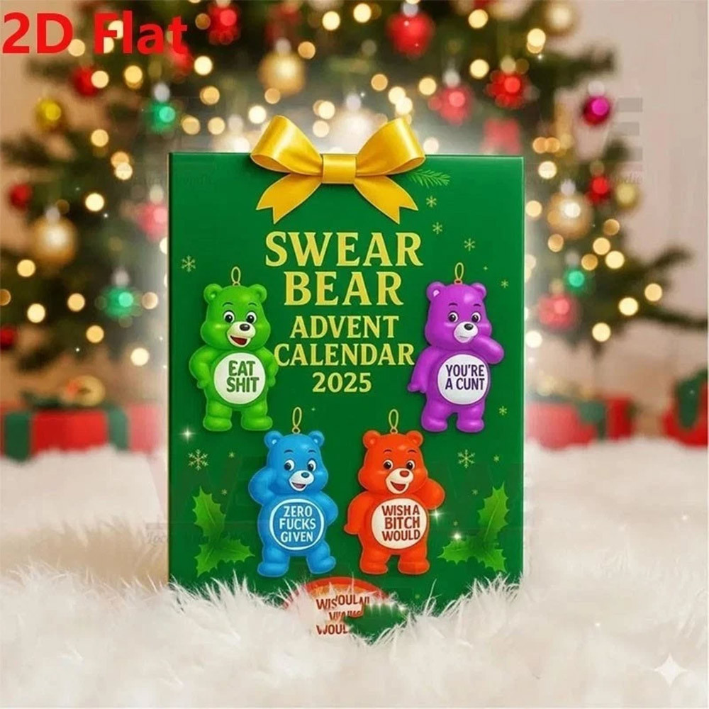 Swear Bear Advent Calendar 24 Days Christmas Countdown Calendar Christmas Tree Decor