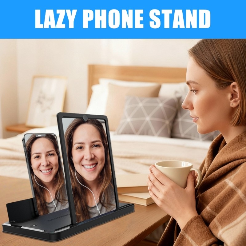 ขTM แว่นขยายหน้าจอโทรศัพท์แบบปรับได้พร้อมป้องกันแสงสีฟ้าป้องกันพับได้แบบพกพาสําหรับความบันเทิงในร่มก