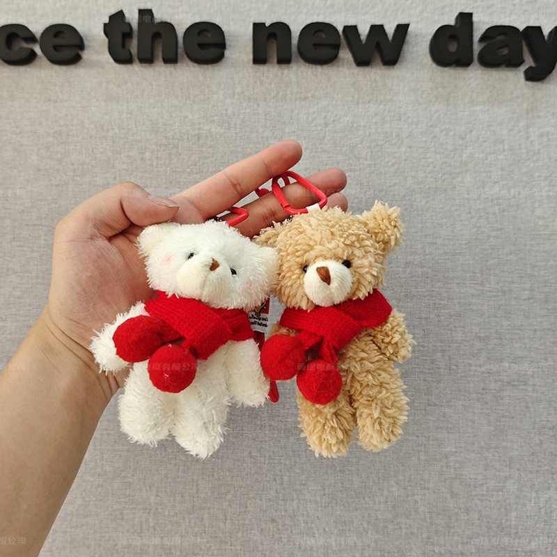 พวงกุญแจหมีคริสต์มาส ตุ๊กตาหมี พวงกุญแจตุ๊กตา หมีบลัชออน พวงกุญแจคู่รัก ของขวัญเทศกาล