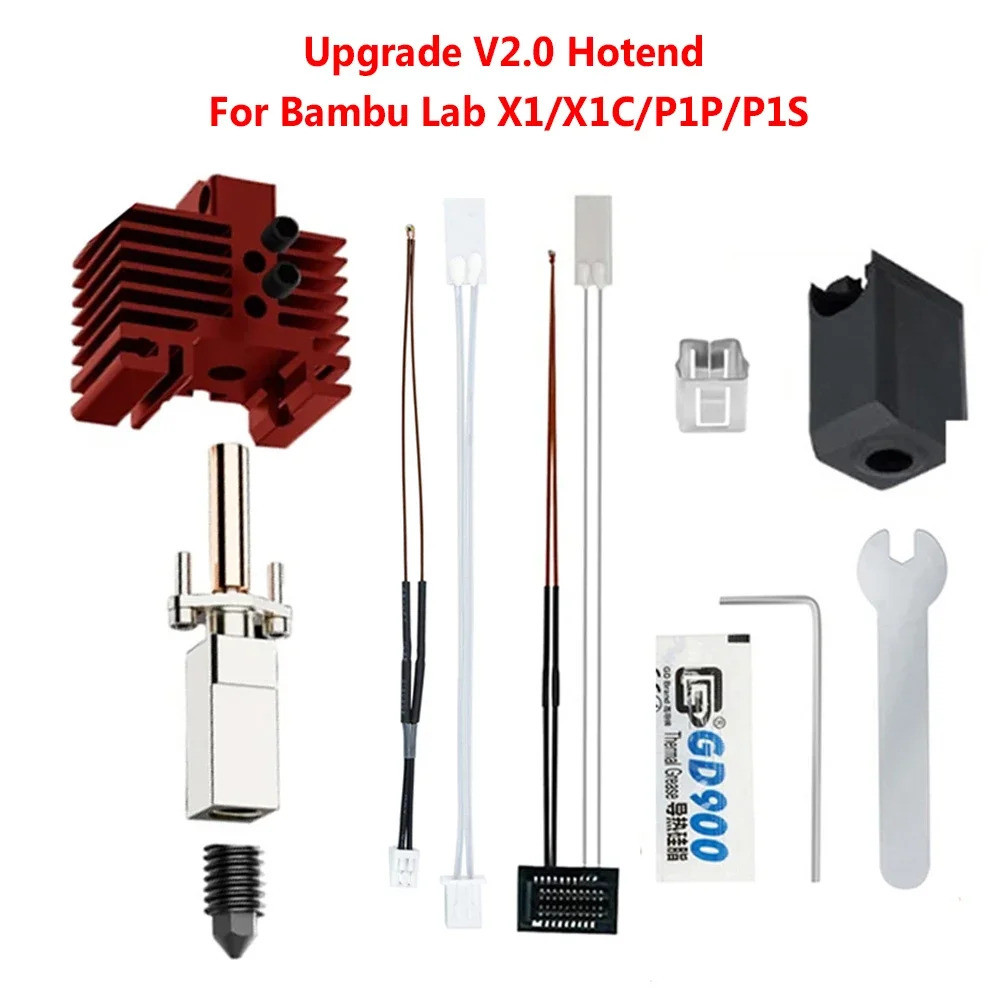 2025 อัพเกรด V2.0 สําหรับ Balbu Lab P1p Hotend ชุด Bi คอโลหะสําหรับไม้ไผ่ X1c Hot End X1 หัวฉีด P1s 