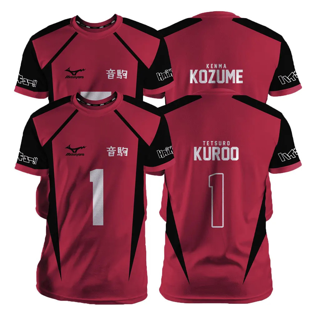 เสื้อบอล Haikyuu Nekoma สีแดง แบบอนิเมะ สำหรับคอสเพลย์ ผู้ชาย แขนสั้น สวมใส่ง่ายในหน้าร้อน