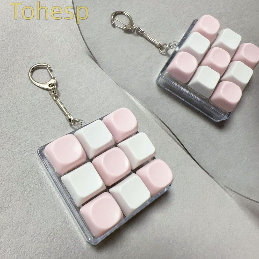 TOHESP พวงกุญแจ Fidget, 2/3/6/9 คีย์ความเครียดบรรเทาคีย์บอร์ดนิ้ว, Gadget Keycap Pass The Time Clicker ของเล่นผู้ใหญ่