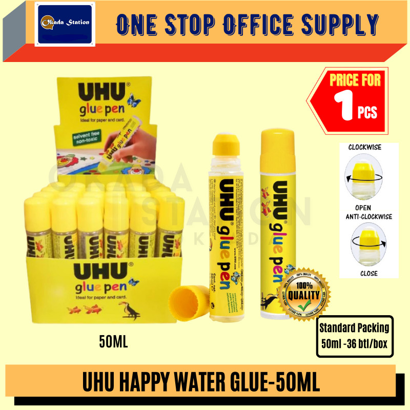 UHU Water Glue (50ml) / Glue Pen / Liquid Paper Glue Pen / Liquid Glue / Happy Glue / Solvent Glue /